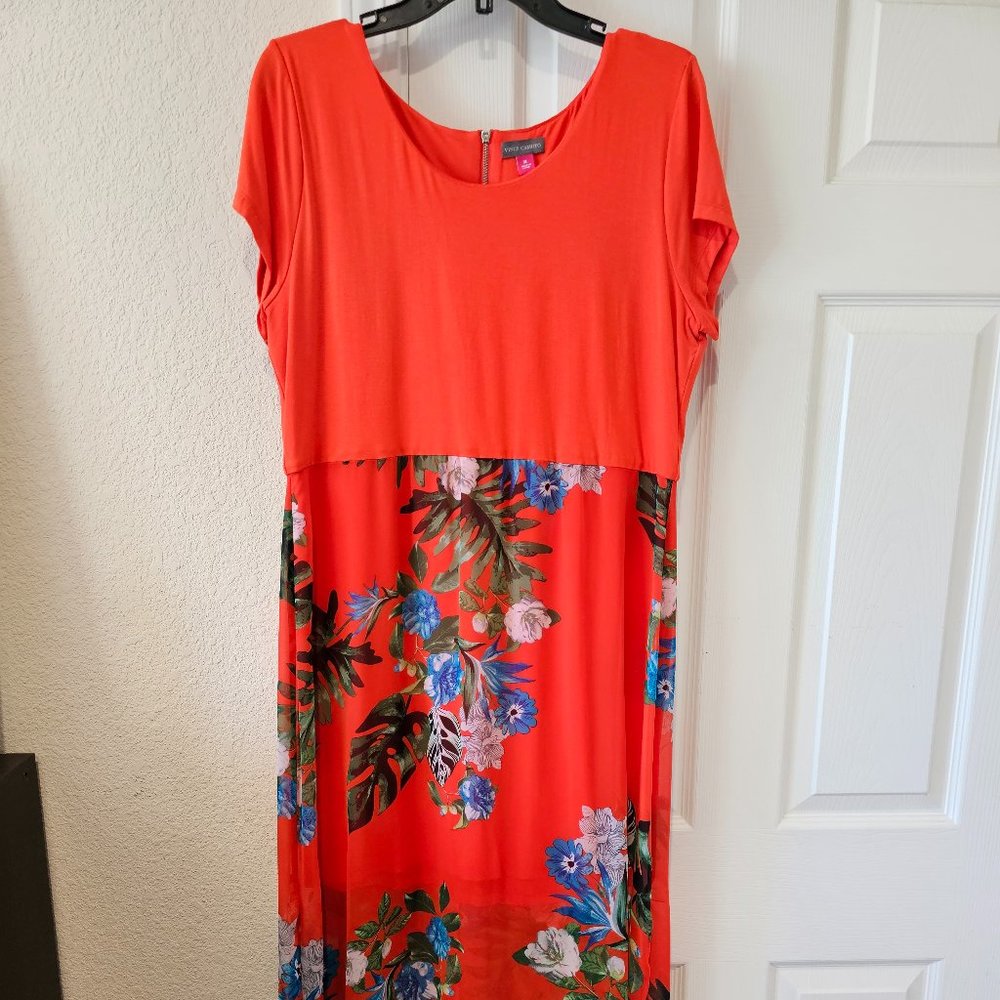 Vince Camuto orange/print, long dress size XL
